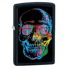 Load image into Gallery viewer, Zippo Lighter- Personalized Message Engrave Black Matte Colorful Skull #28042
