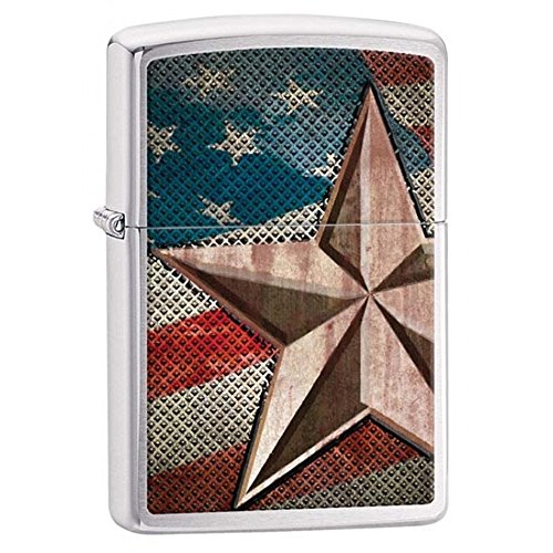 Zippo Lighter- Personalized Engrave Eagle USA Flag Patriotic Brush Chrome 28653