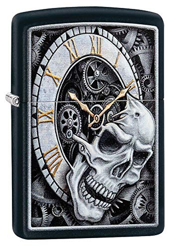 Zippo Lighter- Personalized Engrave for Skull Clock Design #29854