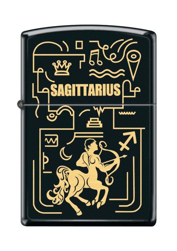 Zippo Lighter- Personalized Message for Sagittarius Zodiac Black Matte #Z5306
