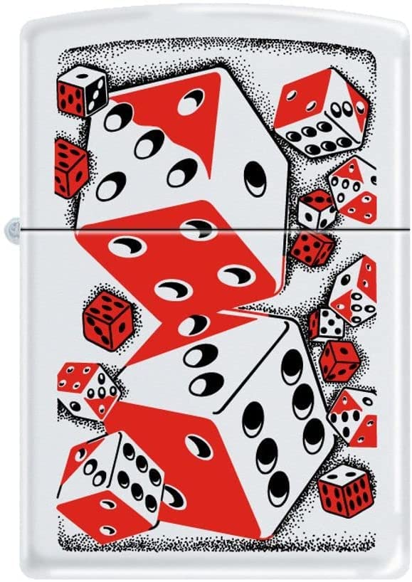 Zippo Lighter- Dicey Pair of Dice White Matte Windproof Lighter #Z5005