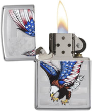 Load image into Gallery viewer, Zippo Lighter- Personalized Engrave Americana Eagle USA Flag Chrome 28449
