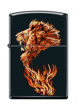 Load image into Gallery viewer, Zippo Lighter- Personalized Message Engrave for Fire Lion Black Matte #Z5046
