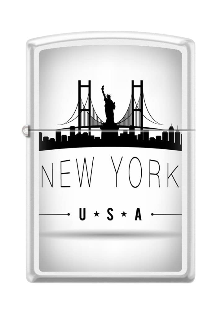 Zippo Lighter- New York City Silhouette White Matte Windproof Lighter #Z5067