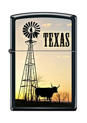 Zippo Lighter- Personalized Engrave for Texas Bull Longhorn Windmill #Z5063