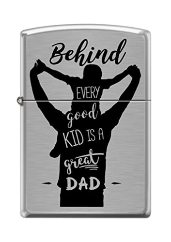Zippo Lighter- Personalized Engrave for Dad Father and Son Brushed Chrome Z5138