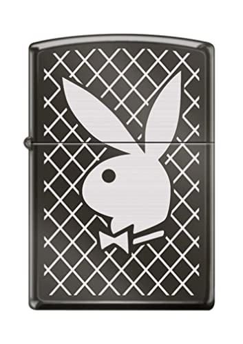 Zippo Lighter- Personalized Message for Playboy Rabbit Head Black Ice #Z5294