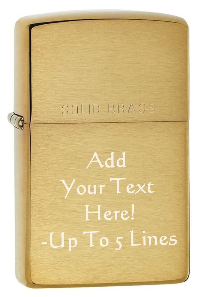 Zippo Lighter - Personalized Custom Message Engrave on Brass Windproof Lighter Solid Brush 204