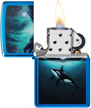 Load image into Gallery viewer, Zippo Lighter - Customized Message Killer Whale Design - High Polish Blue 48984
