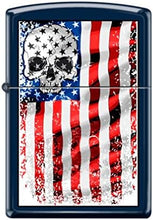 Load image into Gallery viewer, Zippo Lighter- Personalized Engrave for Skull American Flag Stripe #Z5174
