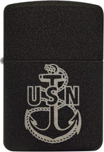 Load image into Gallery viewer, Zippo U.S. Navy Anchor Replica Black Crackle Pocket Lighter
