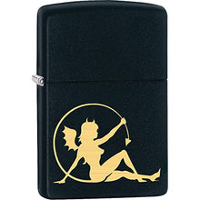 Load image into Gallery viewer, Zippo Lighter- Personalized Message for Gold Devil Angel Black Matte Lighter
