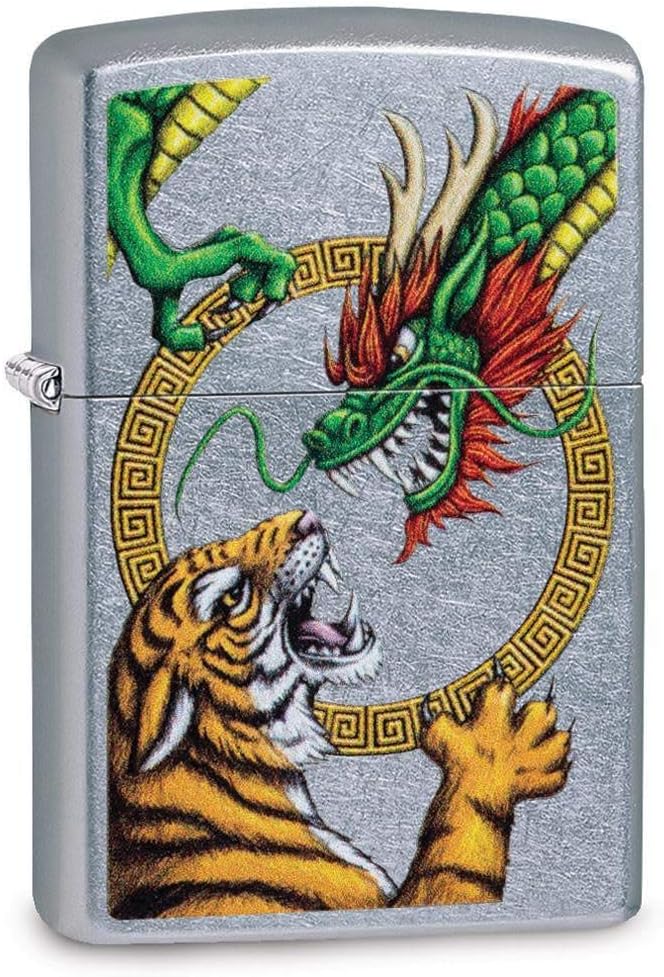 Zippo Chinese Dragon Street Chrome Design Pocket Lighter
