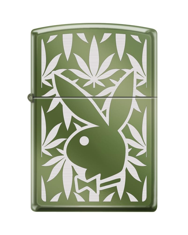 Zippo Lighter - Personalized Customize Message Engrave on Backside for Playboy Bunny (Playboy Leaf Z5561)