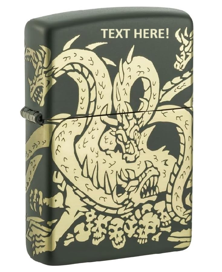 Zippo Lighter- Personalized Message Engrave for Dragon Dragon Design 48907