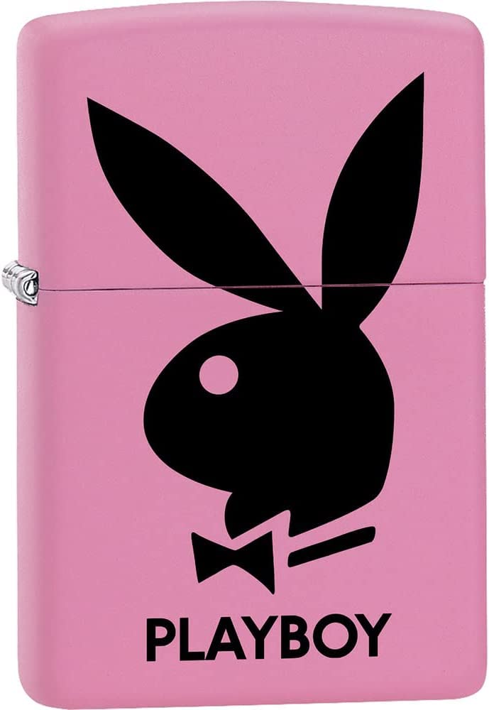 Zippo Lighter - Personalized Custom Message Engraved on Backside for Playboy Rabbit Head Bunny Pink Matte #Z5171