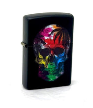 Load image into Gallery viewer, Zippo Lighter- Palm Tree Skull Paint Design Black Matte Windproof Lighter #Z5180
