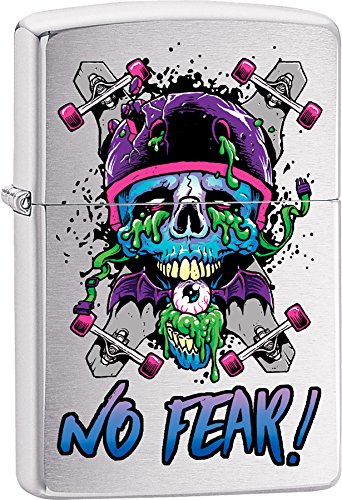 Zippo Lighter- Personalized Message No Fear Skateboard Skull Windproof Lighter