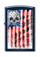 Load image into Gallery viewer, Zippo Lighter- Skull American Flag Stripe Navy Matte Windproof Lighter #Z5174
