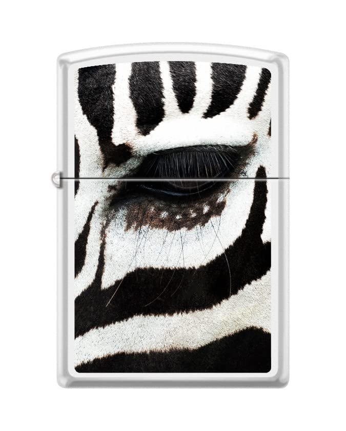 Zippo Lighter- Personalized Engrave Zebra Eye White Matte Z5476