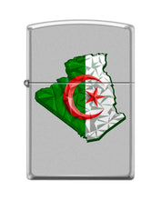 Load image into Gallery viewer, Zippo Lighter-Algeria Flag Map Satin Chrome Windproof Lighter #Z5406
