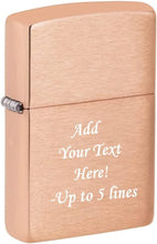 Load image into Gallery viewer, Zippo Lighter- Personalized Engrave Unique Colored Solid Copper 48107
